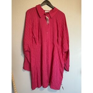 ASOS DESIGN Curve Texture Stripe volume sleeve Shirt Dress Plus Women's Size 26